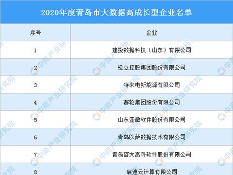 2020年度青岛市大数据高成长型企业名单发布，数据处理与存储服务引领行业风向